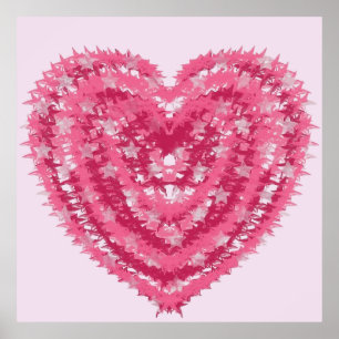 Modern Pink Confetti Heart   Valentine's Day Art Poster