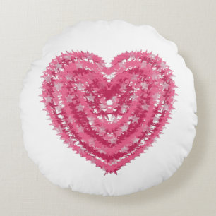 Modern Pink Confetti Heart   Valentine's Day Art Round Cushion