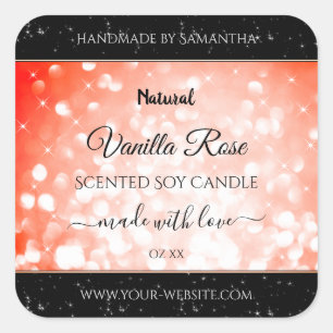 Modern Pink Coral Glitter Product Packaging Labels