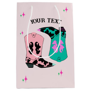 Modern Pink Cowgirl Boots Rodeo Medium Gift Bag