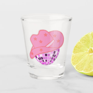 Modern Pink Cowgirl Cowboy Hat Disco Rodeo Shot Glass