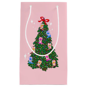 Modern Pink Cowgirl Western Boots Christmas Small Gift Bag