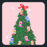 Modern Pink Cowgirl Western Boots Christmas   Square Sticker<br><div class="desc">Cowgirl boots Christmas tree ornaments modern retro illustration. Girly cowgirl boots with stars and heart illustration artwork for trendy, modern, country party. Cowboy boots for girls, pink cowgirl farm birthday gifts and stationery in pastel aesthetic colours. Cowboy cow animal print country western farm girl bridal shower, wedding decor, baby shower,...</div>