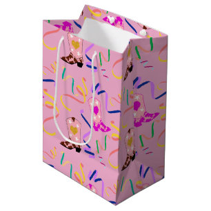 Modern Pink Cowgirl Western Boots Confetti Medium Gift Bag
