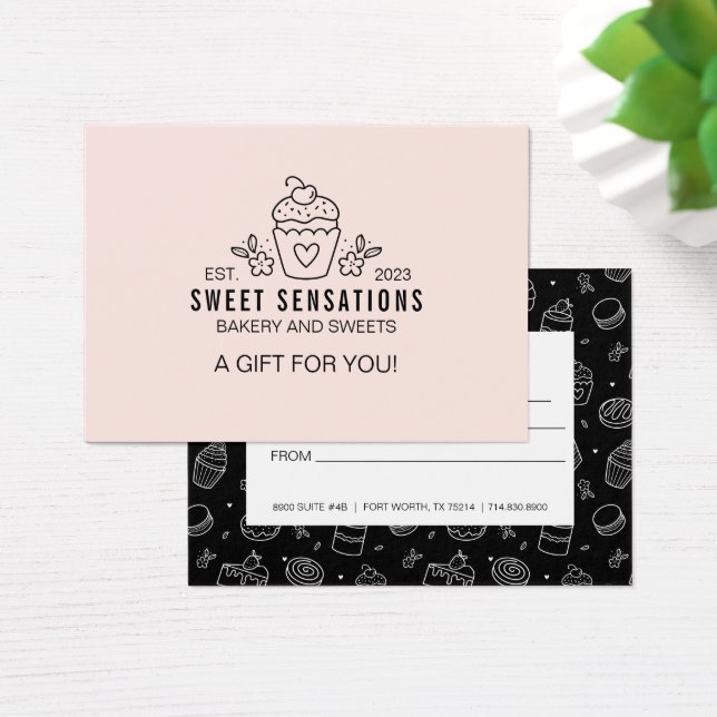 Modern Pink Cupcake Bakery gift certificate (Desk)