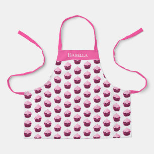 Modern Pink Cupcake Pattern Personalised Apron