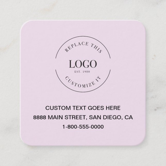 Modern Pink Custom Logo Social Icons QR Code  Square Business Card (Front)
