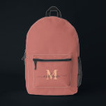 Modern Pink Custom Monogram Name Printed Backpack<br><div class="desc">Modern Pink Custom Monogram Name Printed Backpack</div>