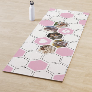 Modern Pink Cute Dog Pets Animals Photo Geometric Yoga Mat