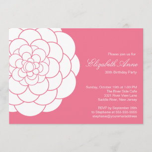 Modern Pink Dahlia Bloom Birthday Party Invitation