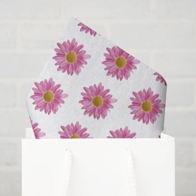 Modern Pink Daisy Flowers Spring Summer Happy Fun Tissue Paper (Gift Bag)