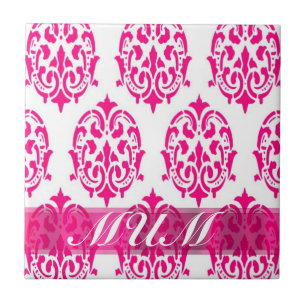 Modern Pink damask mothers Tile