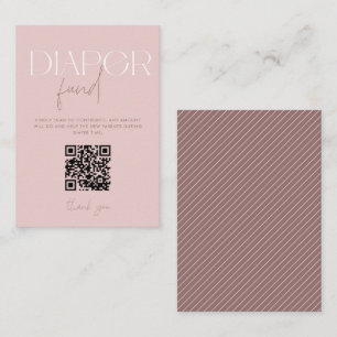 Modern Pink Diaper Fund Baby Shower QR Code Enclosure Card