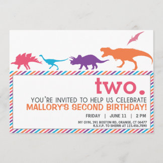 Modern Pink Dinosaur Silhouette Birthday Invite