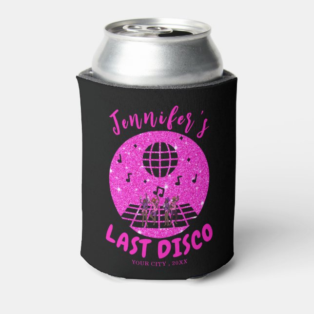 Modern & Pink Disco Bachelorette party  Can Cooler (Can Back)