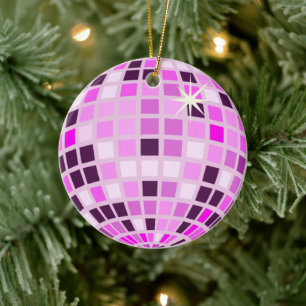 Modern Pink Disco Ball Ceramic Tree Decoration