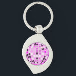 Modern Pink Disco Ball  Key Ring<br><div class="desc">Dance,  dance! Evergreen disco mirrorball design for every dancing queen. Disco ball illustration pink aesthetic home decor,  party products and gifts.</div>