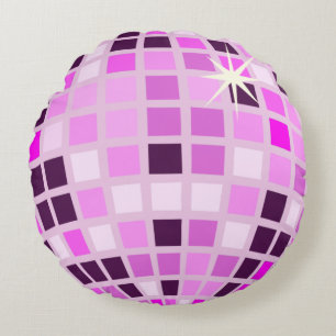 Modern Pink Disco Ball Round Cushion