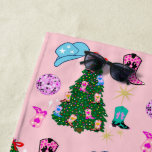 Modern Pink Disco Cowgirl Rodeo Christmas Tree  Beach Towel<br><div class="desc">Cowgirl boots Christmas tree ornaments modern retro illustration. Girly cowgirl boots with stars and heart illustration artwork for trendy, modern, country party. Cowboy boots for girls, pink cowgirl farm birthday gifts and stationery in pastel aesthetic colours. Cowboy cow animal print country western farm girl bridal shower, wedding decor, baby shower,...</div>