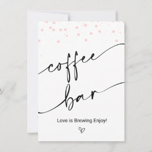 Modern Pink Dots Coffee Bar Sign Invitation