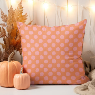 Modern Pink Dots on Orange Cushion