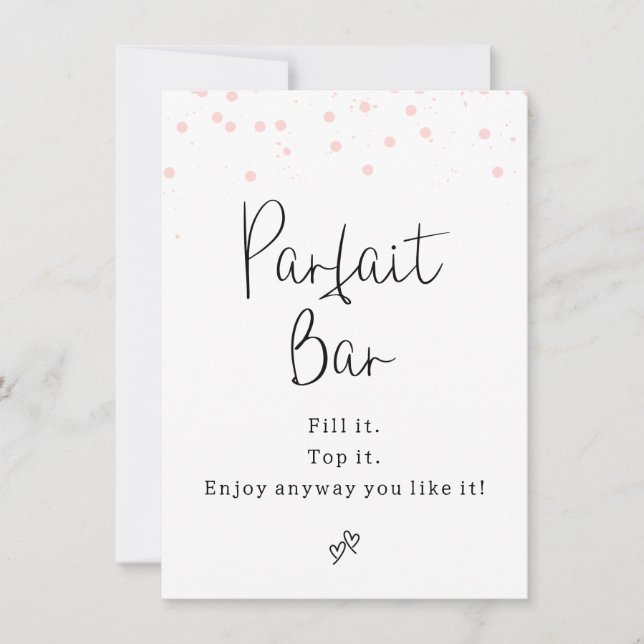 Modern Pink Dots Parfait Bar Sign  Invitation (Front)