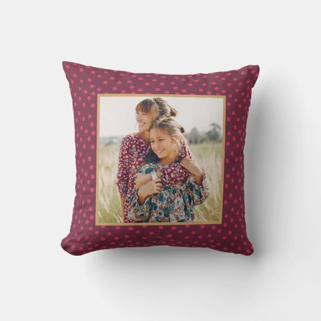 Modern Pink Dots Photo  Cushion (Front)