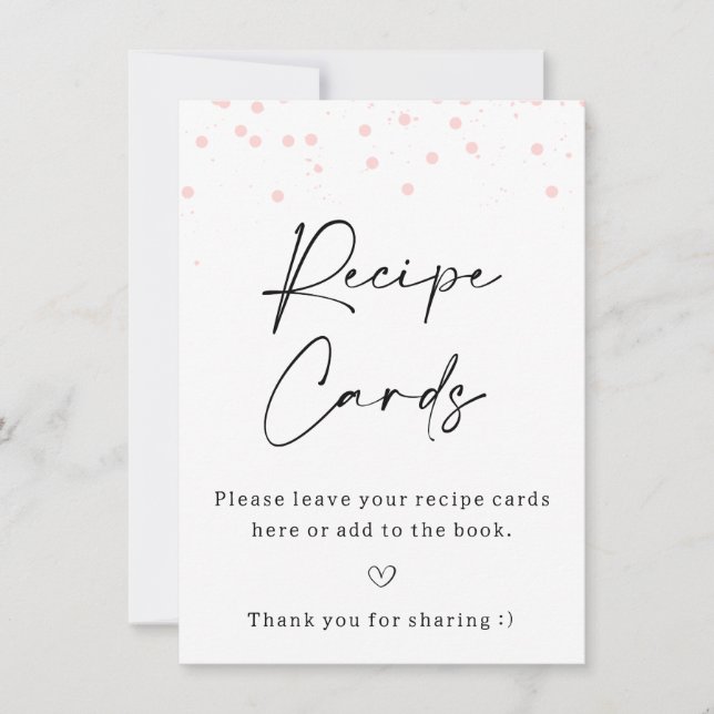 Modern Pink Dots Recipe Cards Sign  (Front)