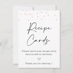 Modern Pink Dots Recipe Cards Sign 
