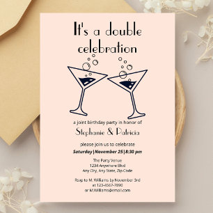 Modern Pink Double Celebration Joint Birthday Invitation