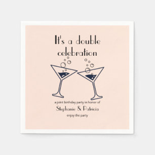 Modern Pink Double Celebration Joint Birthday Napkin