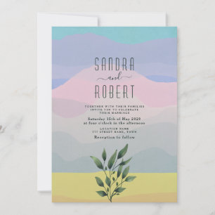 Modern Pink Dusty Blue Wedding Invitation