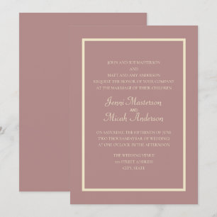 Modern Pink Dusty Rose Cream Wedding Invitation