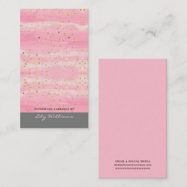 Modern Pink Earring Display Holder Card (Front/Back)