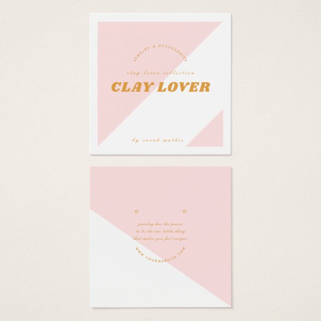 Modern Pink Earring Jewellery Display Card (Front & Back)