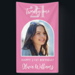 Modern Pink Elegant Photo 21st Birthday Sign<br><div class="desc">A simple modern photo 21st birthday banner sign featuring your personalised photo and details in an elegant minimalist design of pink and white colour.</div>
