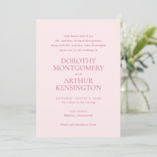 Modern Pink Elegant Wedding Invitation