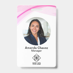 Modern Pink Employee Photo ID Badge