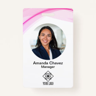 Modern Pink Employee Photo ID Badge