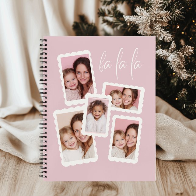 Modern Pink “Fa La La” Multi Photo  Notebook (Creator Uploaded)