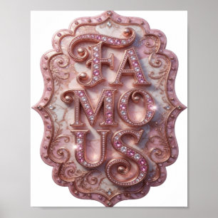 Modern Pink FAMOUS Slogan Design Poster