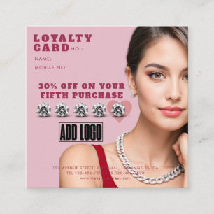 Modern Pink Fashion Jewellery Business Logo Loyalty Card