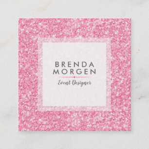 Modern Pink Faux Glitter Square Business Card