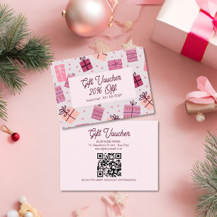 Modern Pink Festive Christmas Business Discount Card