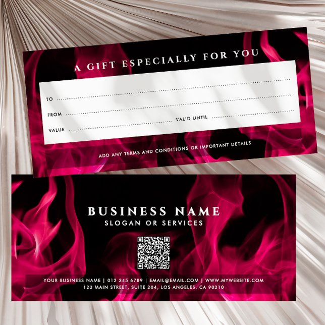 Modern Pink Flames QR Code Gift Certificate (Creator Uploaded)