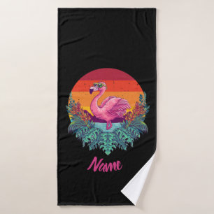 Modern PINK FLAMINGO Bath Towel Se