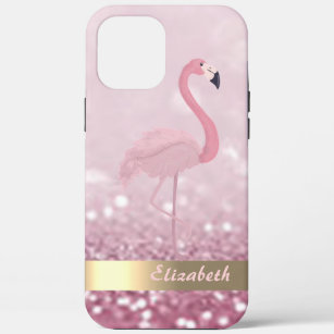 Modern Pink Flamingo Glitter Bokeh - Personalised  Case-Mate iPhone Case