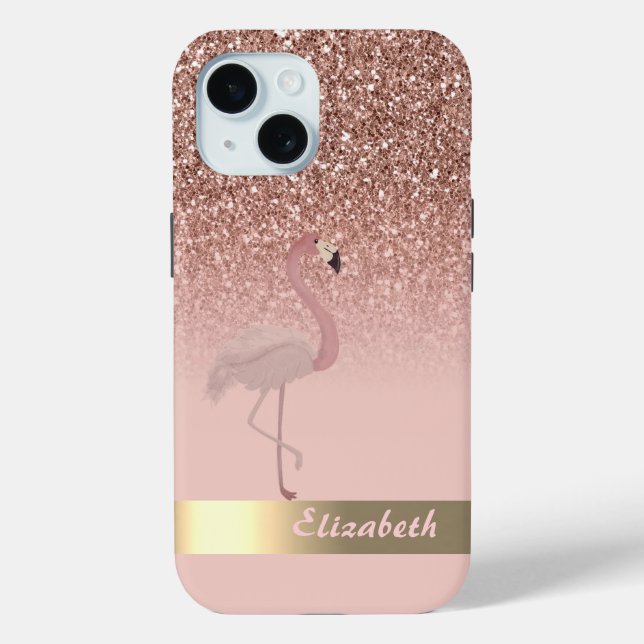 Modern Pink Flamingo Glitter Sequin Case-Mate iPhone Case (Back)