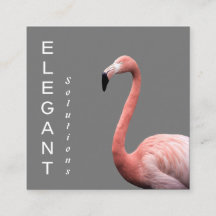 Modern Pink Flamingo Minimalist Square Business Ca