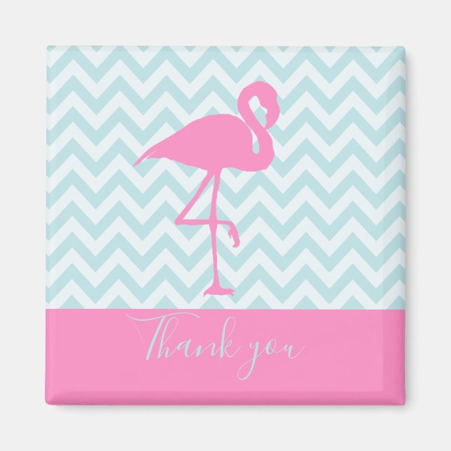 Modern Pink Flamingo, Thank You Magnet (Front)